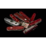 6 Vintage Swiss Army Knives - with a Northfield dual purpose knife and another with compass.