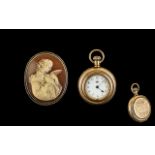 American Watch Company Waltham Ladies Gold Plated Keyless Pocket Watch - circa 1890-1900. 40 mm.