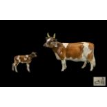 Beswick Farm Animal Figures ( 2 ) Comprises 1/ Ayrshire Cow CH ' Ickham Bessie - Model No 1350.