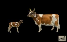 Beswick Farm Animal Figures ( 2 ) Comprises 1/ Ayrshire Cow CH ' Ickham Bessie - Model No 1350.