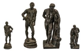 Italian Grand Tour Antique Reduced Bronze Figure of Hercules resting on a tree trunk,