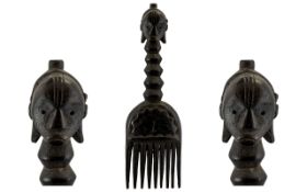 Africa Tribal Comb the handle in the form of a head with an elongated neck. 12'' in length. Please