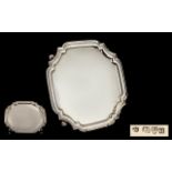 Art Deco Silver Square Shaped Tray Canted Concave Corners, Moulded Edge,