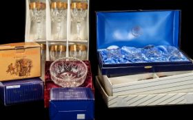 Collection Of 7 Boxed Crystal/Glass Sets To Include 6 Royal Doulton Wine Glasses In 3 Boxes,