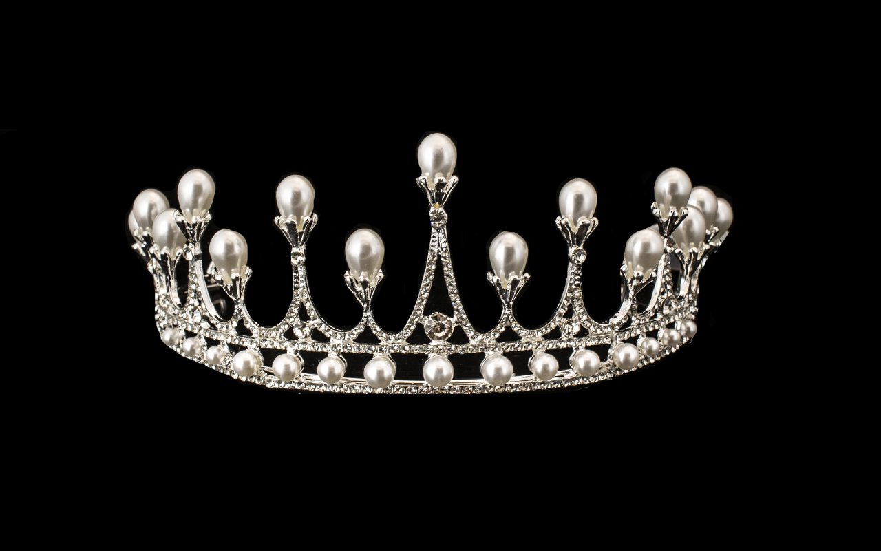 White Austrian Crystal and Simulated Pearl Tiara,