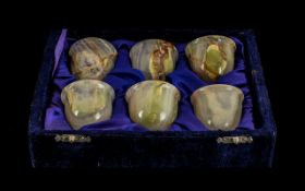 Set of Six Onyx Cups in fixed blue case.