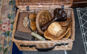 Basket of Wooden Items, comprising a woo