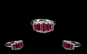 Ruby and Zircon Graduated Band Ring, com