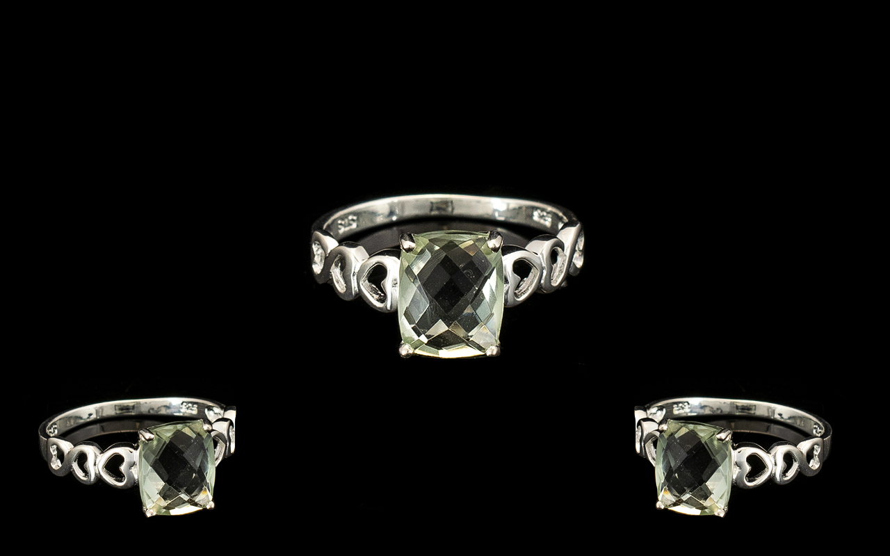 Green Amethyst Solitaire Ring, a 2.8ct c