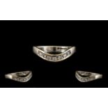 9ct White Gold - Attractive Diamond Set Wishbone Ring. Full Hallmark for 9.375, Ring Size - M.