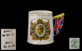 Edward VIII Coronation Mug reads: Coronation 23 January 1936, Abdication 10 December 1936. Made by