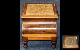 Victorian Mahogany Pull Out Step Commode Stand with carpet fitted top and side.