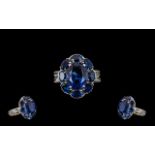 Ceylon Blue Coloured Quartz Cluster Ring, 10.