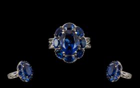 Ceylon Blue Coloured Quartz Cluster Ring, 10.