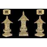 Japanese Meiji Period 1864 - 1912 Carved Ivory Buddha Temple Shrine of Imposing Form.