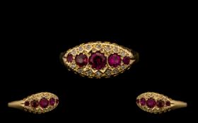 18ct Gold Excellent Quality & Attractive Ruby & Diamond Set Dress Ring from the Victorian period