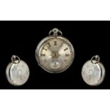 Silvered Dial Victorian Open Faced Pocket Watch. Please see accompanying images.