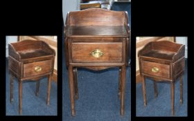 A Wooden Single Drawer Stand with splash back sides on square legs. Reconstituted.