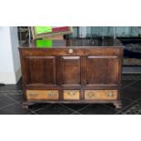 Late 18thC Lancashire Oak Mule Chest Hinged Top With Internal Candle Box, Above A,