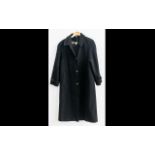 Ladies Designer 'Miss Smith' Black Wool Coat. Full length, button front, collar, two slit pockets,