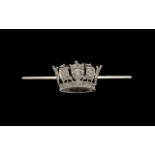 Antique Period Nice Quality and Pleasing Platinum and 9ct White Gold Diamond Set Coronet brooch
