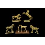 A Good Vintage Collection of Cast Solid Brass Handmade Horse Figures.