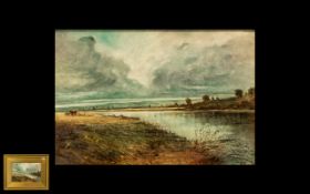 Watercolour Drawing Titled ' The Silver Thames' signed B Lightbown,