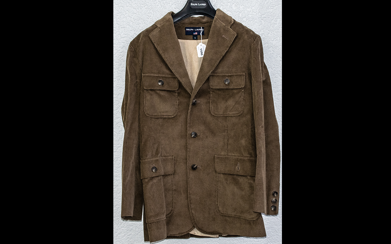 Ralph Lauren Sport Ladies Corduroy Coat size 12, in taupe brown colour, with top pockets, front