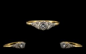 18ct Gold Attractive Single Stone Diamond Ring Illusion Set - the round brilliant cut diamond of