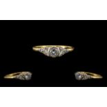 18ct Gold Attractive Single Stone Diamond Ring Illusion Set - the round brilliant cut diamond of