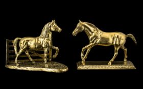 A Fine Vintage Pair of Large & Impressive Handmade Solid Brass Horse Figures (2). Heavy.