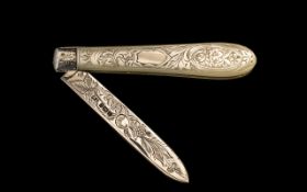 Superior Quality Fruit Knife with chased decoration to blade, fully hallmarked for Sheffield 1903,