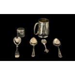 A Collection of Silver comprising of a Silver Spoon Exeter 1846 Pair Silver Butter Spoons Sheffield