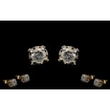 9ct Gold Attractive Pair of Diamond Set Stud Earrings. Please see images.