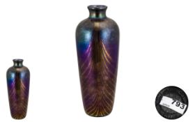 John Ditchfield Glasform Signed Iridescent Glass Bottle Shaped Vase. No 3971. Height 9 Inches - 22.