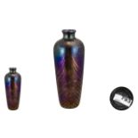 John Ditchfield Glasform Signed Iridescent Glass Bottle Shaped Vase. No 3971. Height 9 Inches - 22.