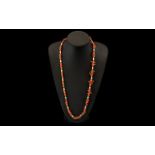 Antique Period Coral and Pearl Necklace with gold tone spacers. 28" - 70 cm in length.