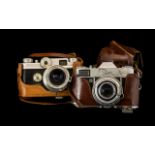 Kodak Retina Reflex Camera 50mm Lens Marked Synchro-Compur, Brown Leather case Together With one