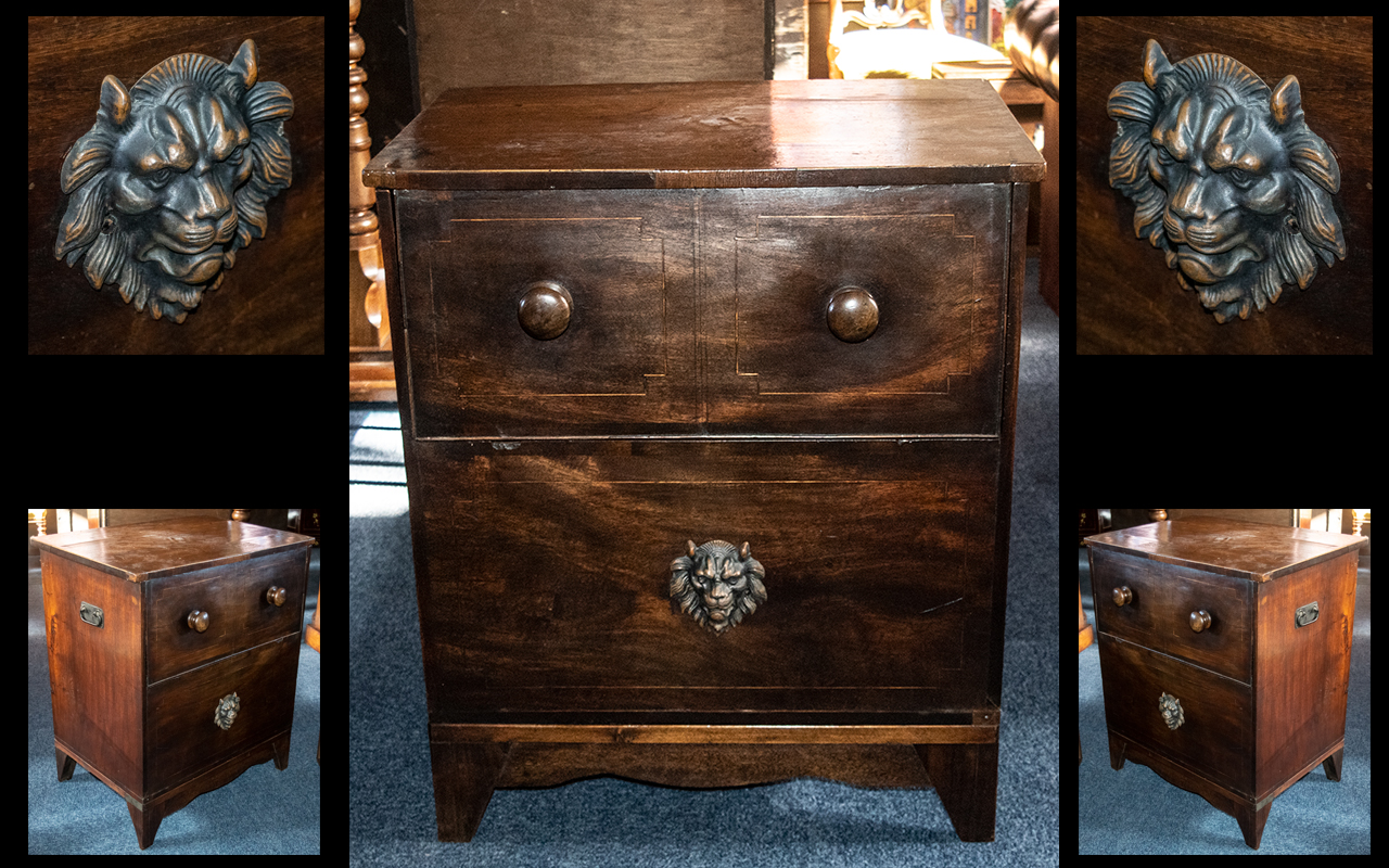 Georgian Flap Front Commode Chest the fitted interior missing. With turned knobs to the front.