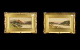 Pair of Watercolour Drawings of River Landscapes signed Alex Gordon, in gilt mounts and frame.