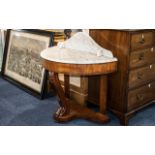 Victorian Bow Fronted White Marble Topped Wash Stand with a splash back on a mahogany base with a