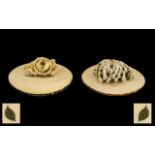 Ivory Meiji Period Carved Top Oval Lids finely executed on finials,