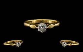 18ct Gold Single Stone Diamond Ring, Round Modern Brilliant Cut Diamond, Claw Set,