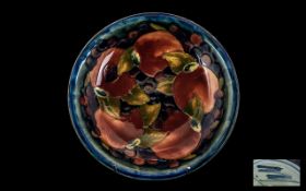 William Moorcroft Signed Shallow Bowl 'Pomegranate and Berries' Circa 1914-1916.