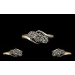 Ladies 18ct Gold Diamond Ring, Three Round Brilliant Cut Diamonds, Illusion Set On A Twist,