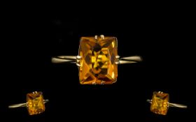 Antique 9ct Gold Citrine Ring good quality and colour. Ring size P. Please see accompanying image.