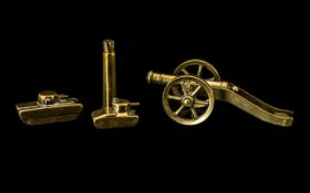 Collection of Trench Art - trench Art to include cannon, 2 tanks & bullet.