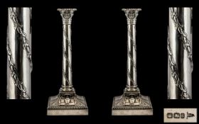 Walker and Hall Magnificent and Impressive Pair of Candlesticks of classical design and form.