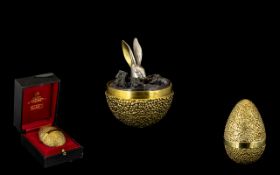 Stuart Devlin Silver Easter Egg Novelty Surprise Silver Easter Egg With Textured Effect Shell