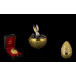 Stuart Devlin Silver Easter Egg Novelty Surprise Silver Easter Egg With Textured Effect Shell